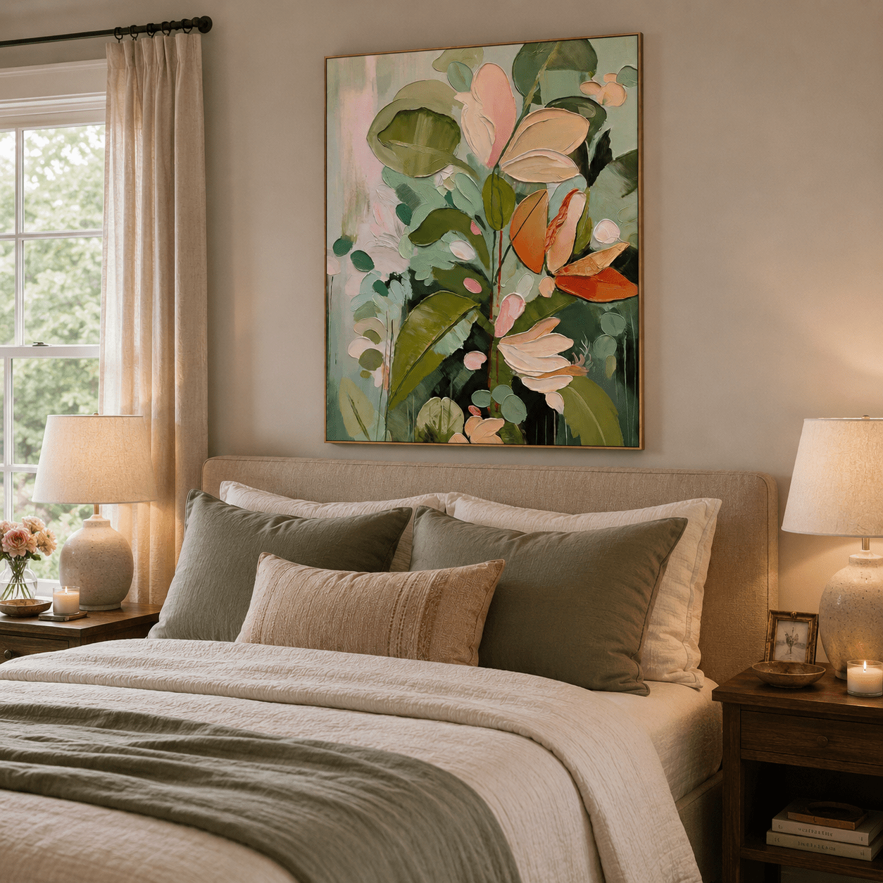 3D Heavy Texture Sage Green Botanical Painting CZ0124 - Viral Wall Art